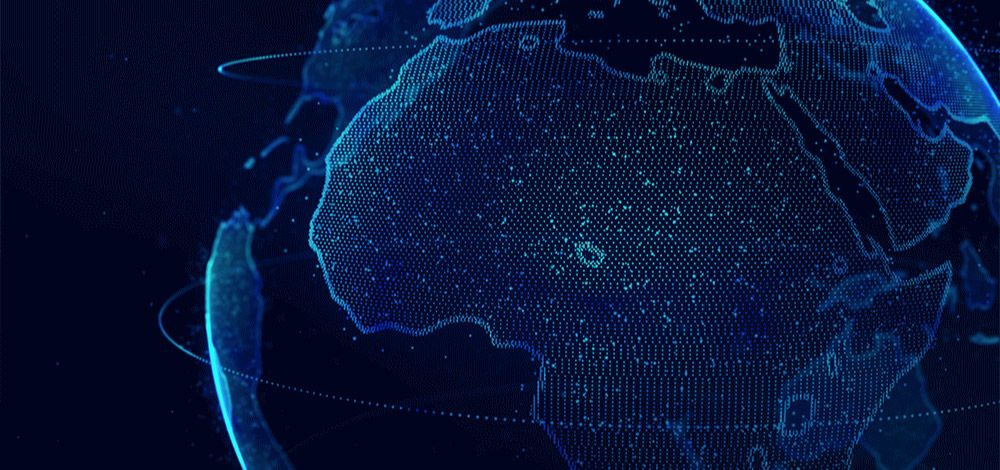 Digital globe centered on Africa