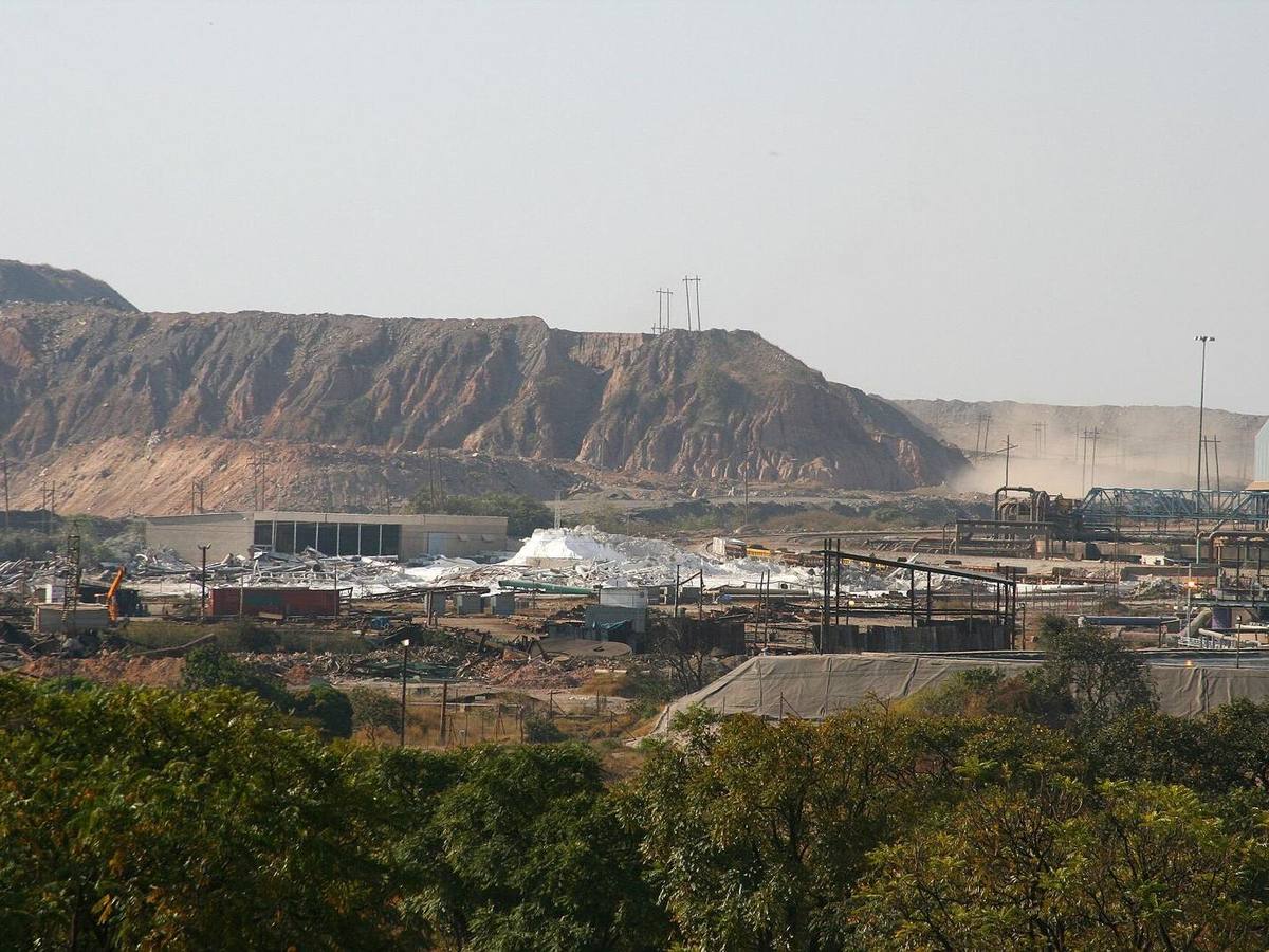 Copper mining and processing works on the Zambian Copperbelt